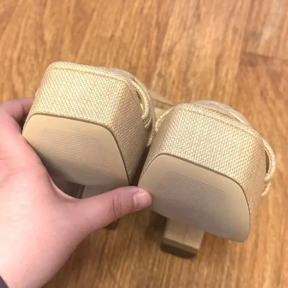Marc Fisher LTD Cairo Platform Sandal in Medium Natural Size 9
